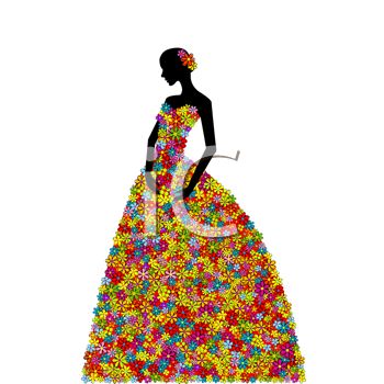 350x350 Royalty Free Clip Art Image Silhouette Of A Woman Wearing A Dress