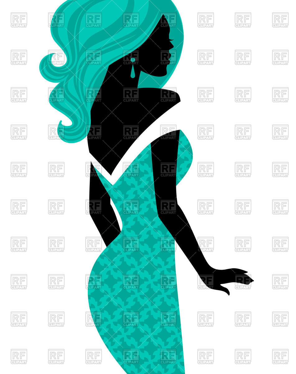 951x1200 Silhouette Of Beautiful Woman In Dress Royalty Free Vector Clip