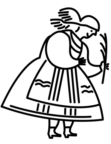 371x480 Polish Woman In Traditional Folk Dress Coloring Page Free
