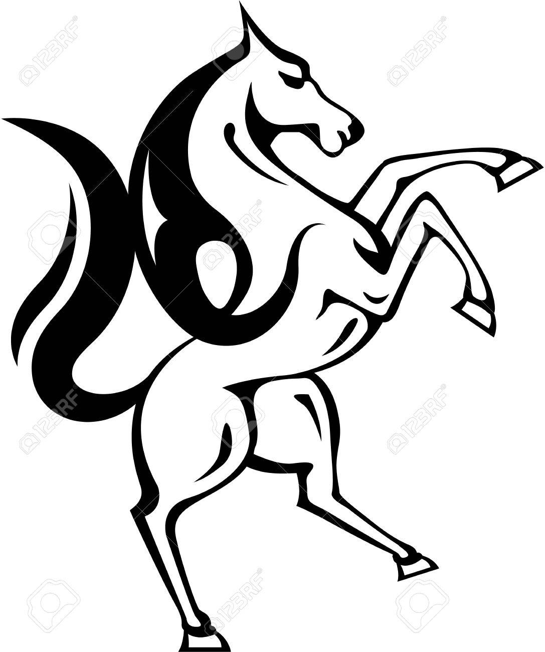 1087x1300 Raging Horse Black Silhouette Illustration Clip Art Image Royalty