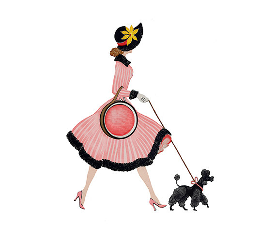 570x494 Lady In Pink Dress With Poodle Digital Clipart Png By 641digital