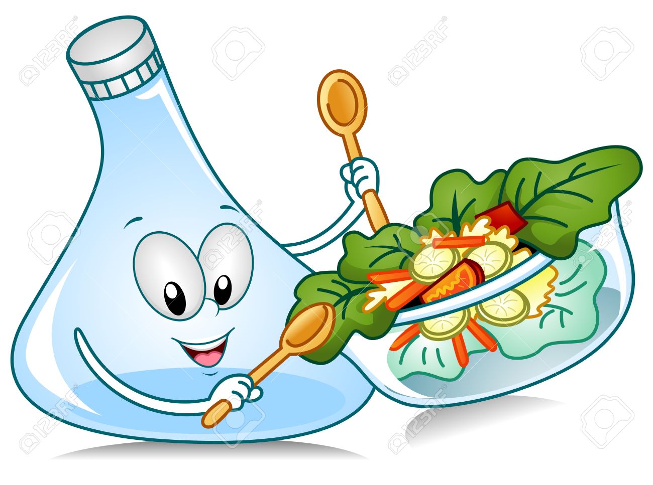 1300x967 Illustration A Salad Dressing Character Preparing A Bowl