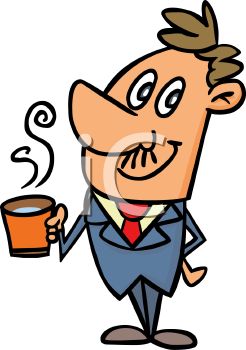 246x350 Cartoon Business Man Drinking A Cup Of Coffee