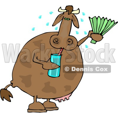 400x400 Cow Drinking Water And Using A Foldable Fan Clipart Djart