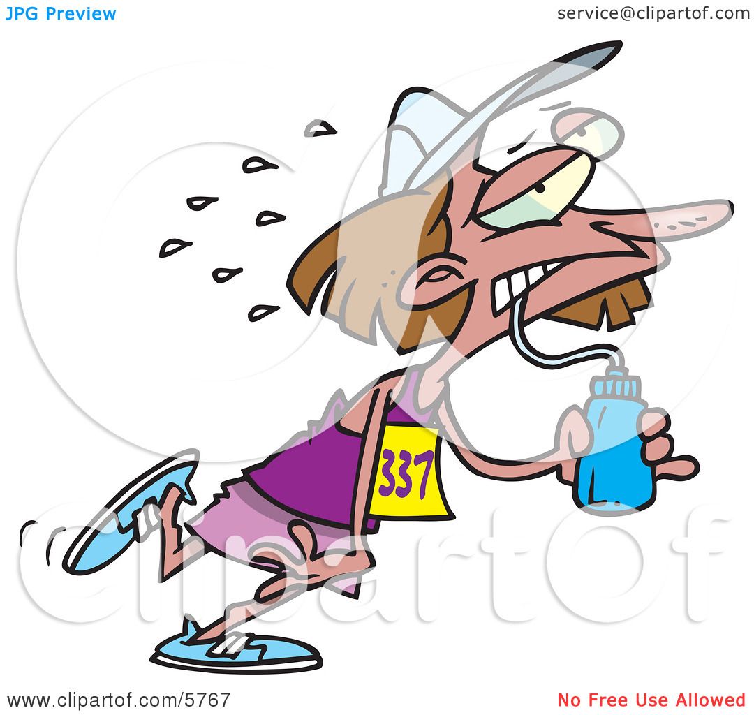 1080x1024 Exhausted Female Marathon Runner Drinking Water Clipart