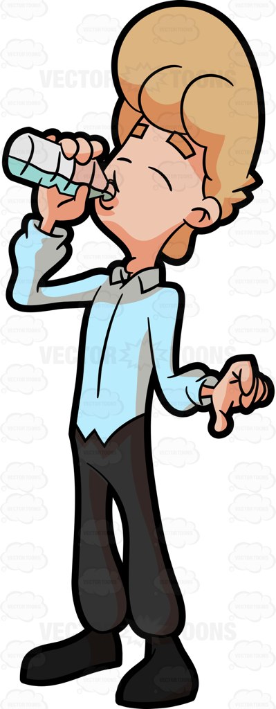 399x1024 A Man Drinking From A Bottle Of Water Cartoon Clipart