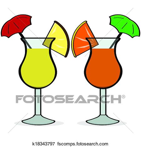 450x470 Clip Art Of Umbrella Drinks K18343797
