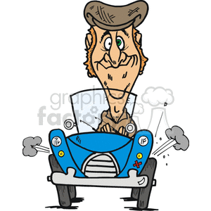300x300 Royalty Free Cartoon Man Driving His Car 172828 Vector Clip Art