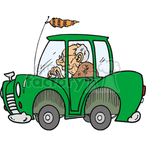 300x300 Royalty Free Cartoon Senior Driving A Green Car 172844 Vector Clip