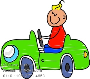300x264 Clipart Image Of A Happy Little Boy Driving A Toy Car