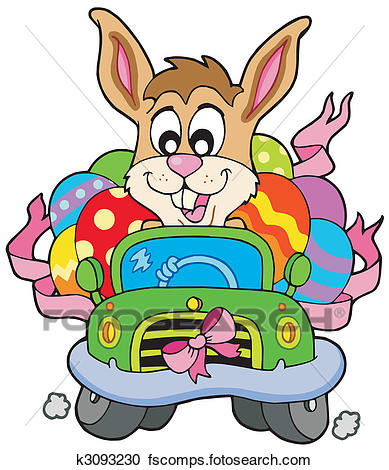 389x470 Clipart Of Easter Bunny Driving Car K3093230