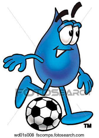 336x470 Clip Art Of Water Drop Playing Soccer Wd01s008
