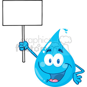 300x300 Royalty Free 12862 Rf Clipart Illustration Happy Water Drop