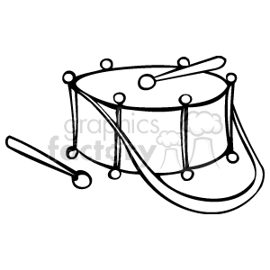 300x300 Royalty Free A Black And White Drum With Drum Sticks 159173 Vector
