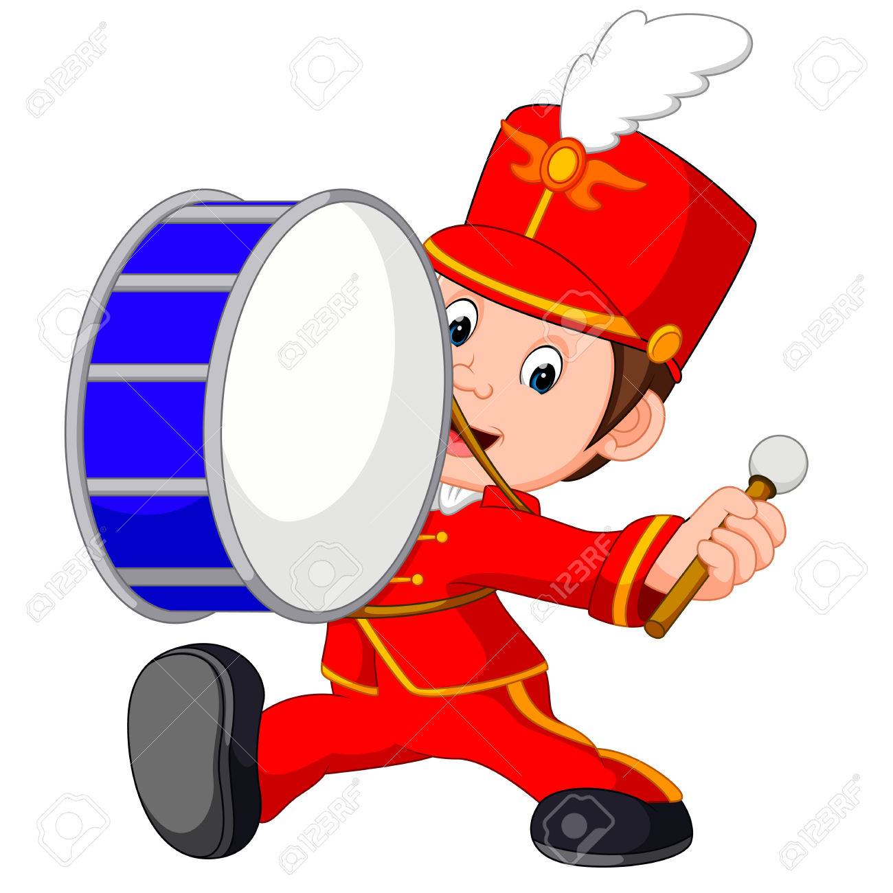 1300x1300 Marching Band Banging A Big Bass Drum Royalty Free Cliparts
