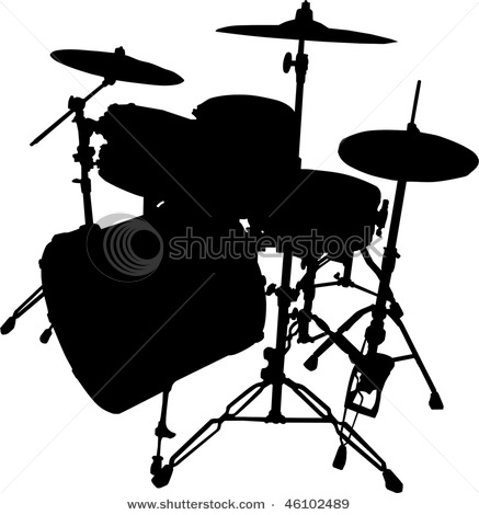 437x470 Of A Drum Set In A Vector Clip Art Illustration