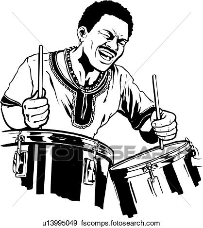 418x470 Clip Art Of Illustration, Lineart, Drummer, Drums, Music, Musical