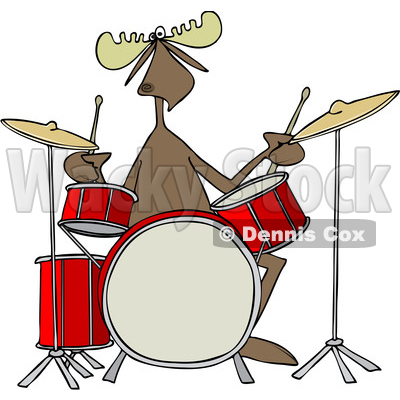 400x400 Of A Cartoon Musician Moose Playing The Drums