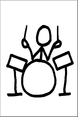 304x454 Clip Art Stick Guy Drummer Bampw I Abcteach