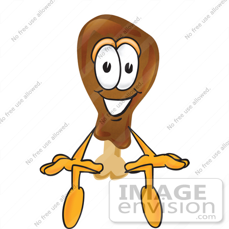 450x450 Clip Art Graphic Of A Chicken Drumstick Mascot Character Sitting