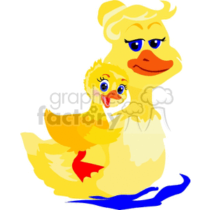300x300 Royalty Free A Mom Duck With Her Duckling 132177 Vector Clip Art