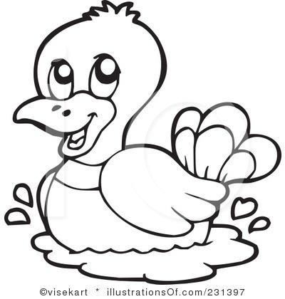 400x420 Duck Clipart B W