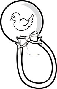 192x300 Art Image Black And White Baby Rattle With A Duck