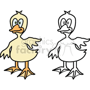 300x300 Royalty Free Two Cartoon Ducks One Black And White Art 130269