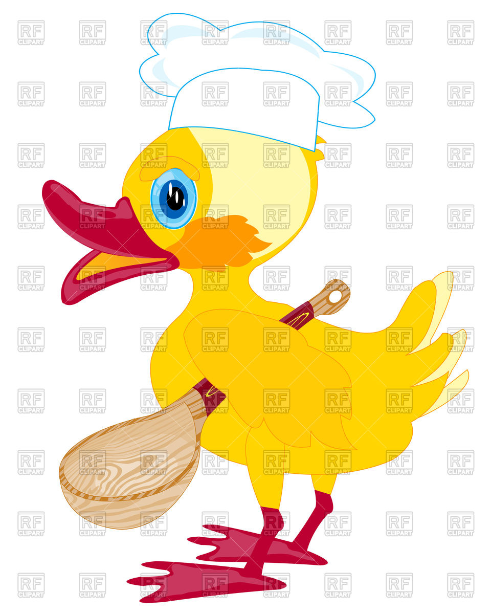 960x1200 Cartoon Duckling Cook With Spoon Royalty Free Vector Clip Art