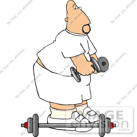 450x450 Chubby Caucasian Man Using Barbells And Dumbbells While Exercising