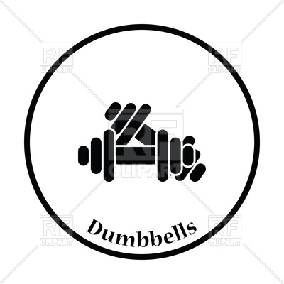 400x400 Thin Circle Design Of Dumbbell Icon Royalty Free Vector Clip Art