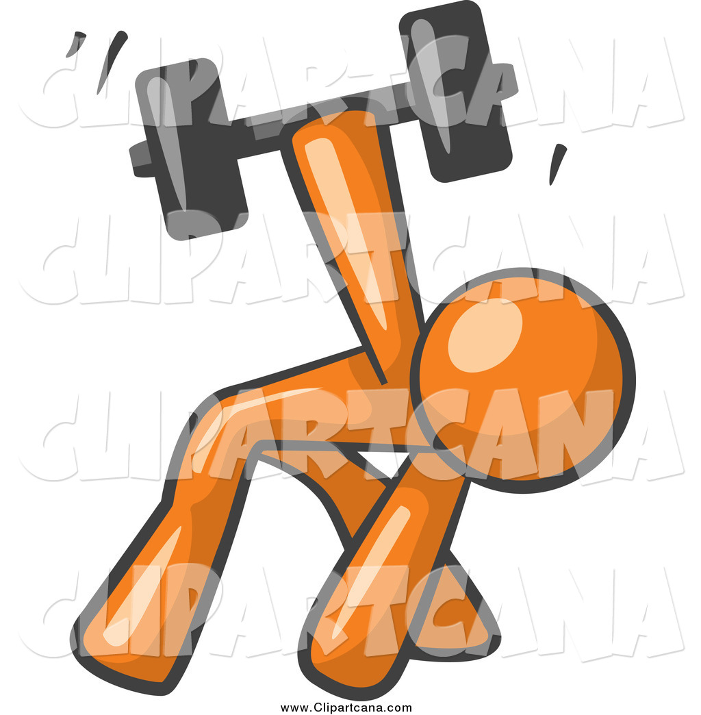 1024x1044 Clip Art Of A Strong Orange Man Working Out With A Dumbbell By Leo
