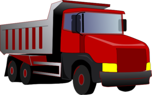 300x188 Red Dump Truck Vector Clip Art Image