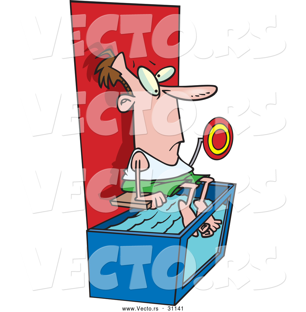 1024x1044 Vector Of A Cartoon Man Waiting On A A Dunk Tank Shelf By Toonaday