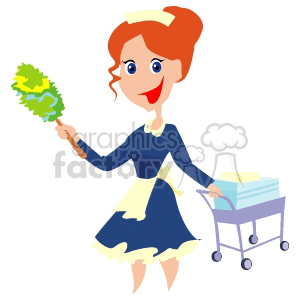 300x300 Royalty Free A Woman In Her Maid Uniform Holding A Duster 155631