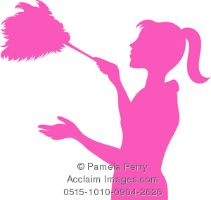 300x285 Art Image Of The Silhouette Of A Maid Dusting With A Feather Duster
