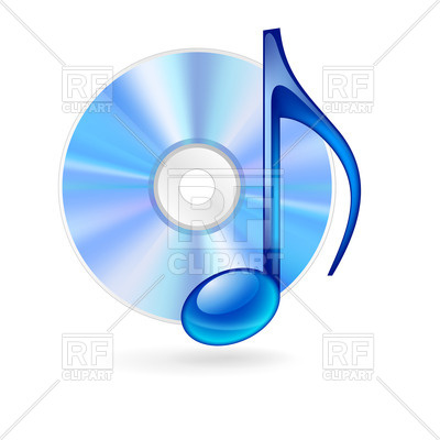 400x400 Cd Disc And Blue Musical Note Royalty Free Vector Clip Art Image