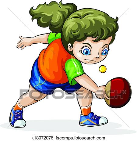 450x462 Clip Art Of A Caucasian Girl Playing Table Tennis K18072076