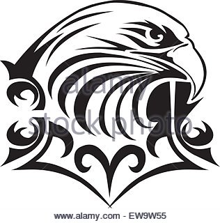 316x320 Head Of An Eagle Tattoo Black And White Stock Vector Art