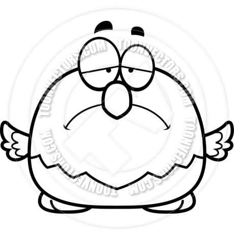 460x460 Cartoon Little Bald Eagle Sad (Black And White Line Art) By Cory