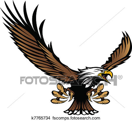 450x411 Clipart Of Eagle Mascot Flying With Talons K7765734