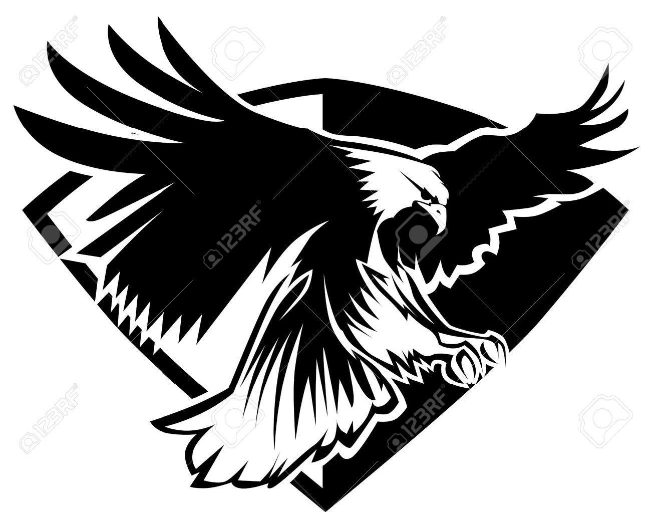 1300x1022 Eagle Mascot Flying Wings Badge Design Royalty Free Cliparts