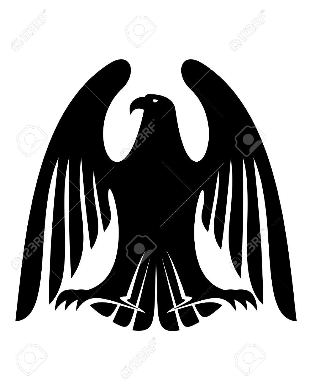 1043x1300 Black Eagle Silhouette With Raised Wings And Long Feathers