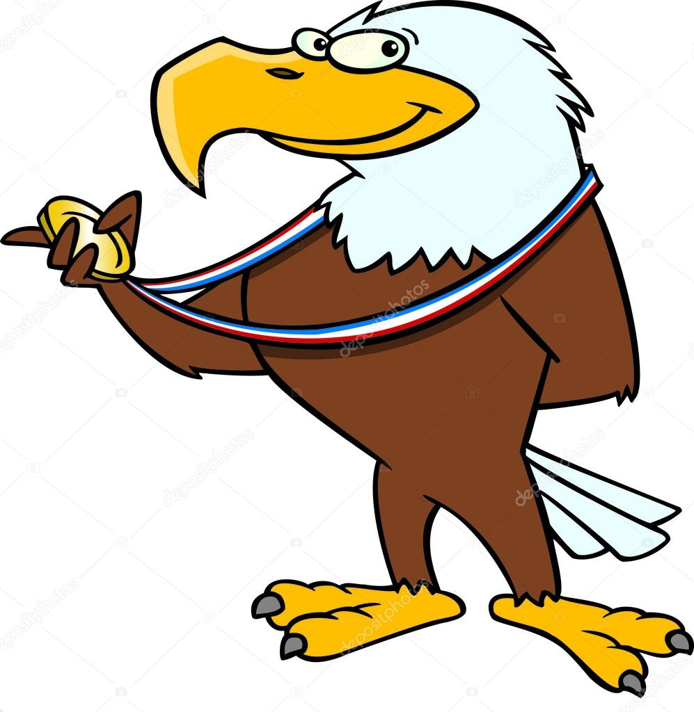 997x1024 Cartoon Eagle Gold Medal Stock Vector Ronleishman