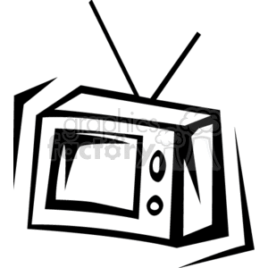 300x300 Royalty Free A Black And White Television With Rabbit Ears 147448