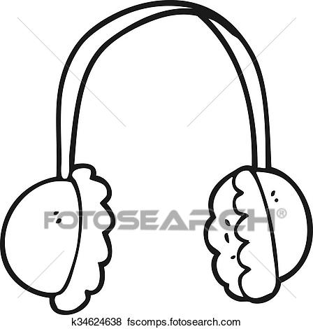 448x470 Clip Art Of Black And White Cartoon Ear Muffs K34624638