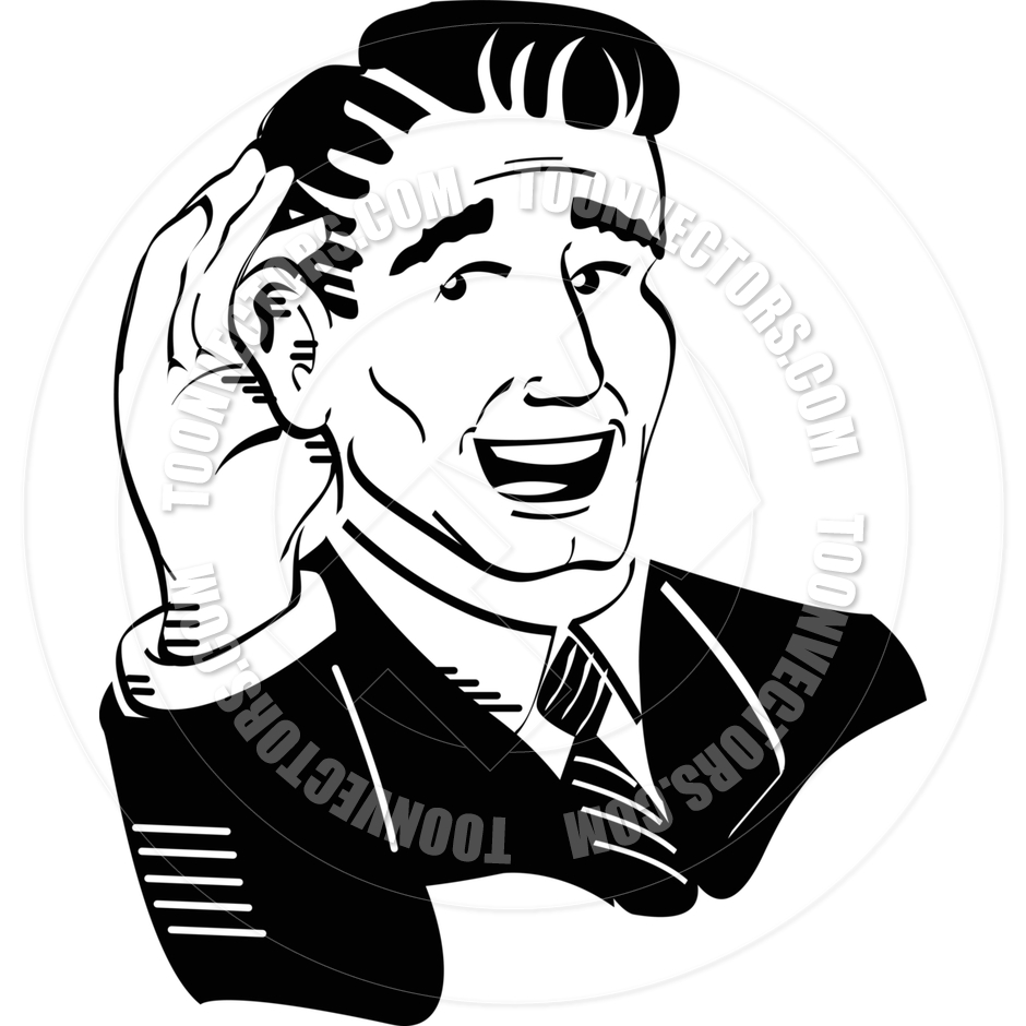 940x940 Cartoon Man Listening Vector Illustration By Clip Art Guy Toon