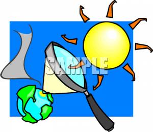 300x259 Free Clipart Image The Sun Magnifying Heat On The Earth