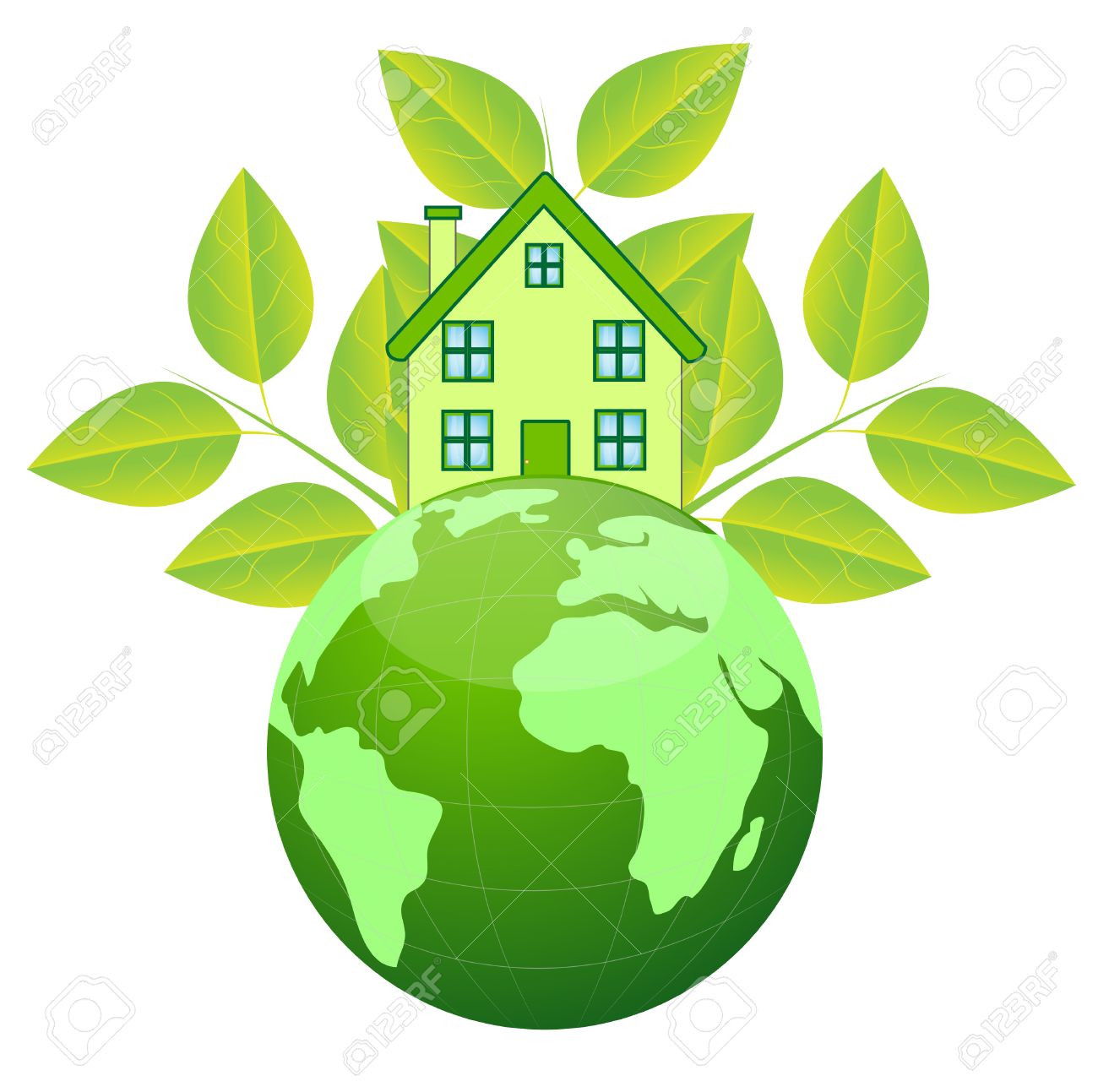 1300x1293 House And Planet Earth On A White Background Royalty Free Cliparts
