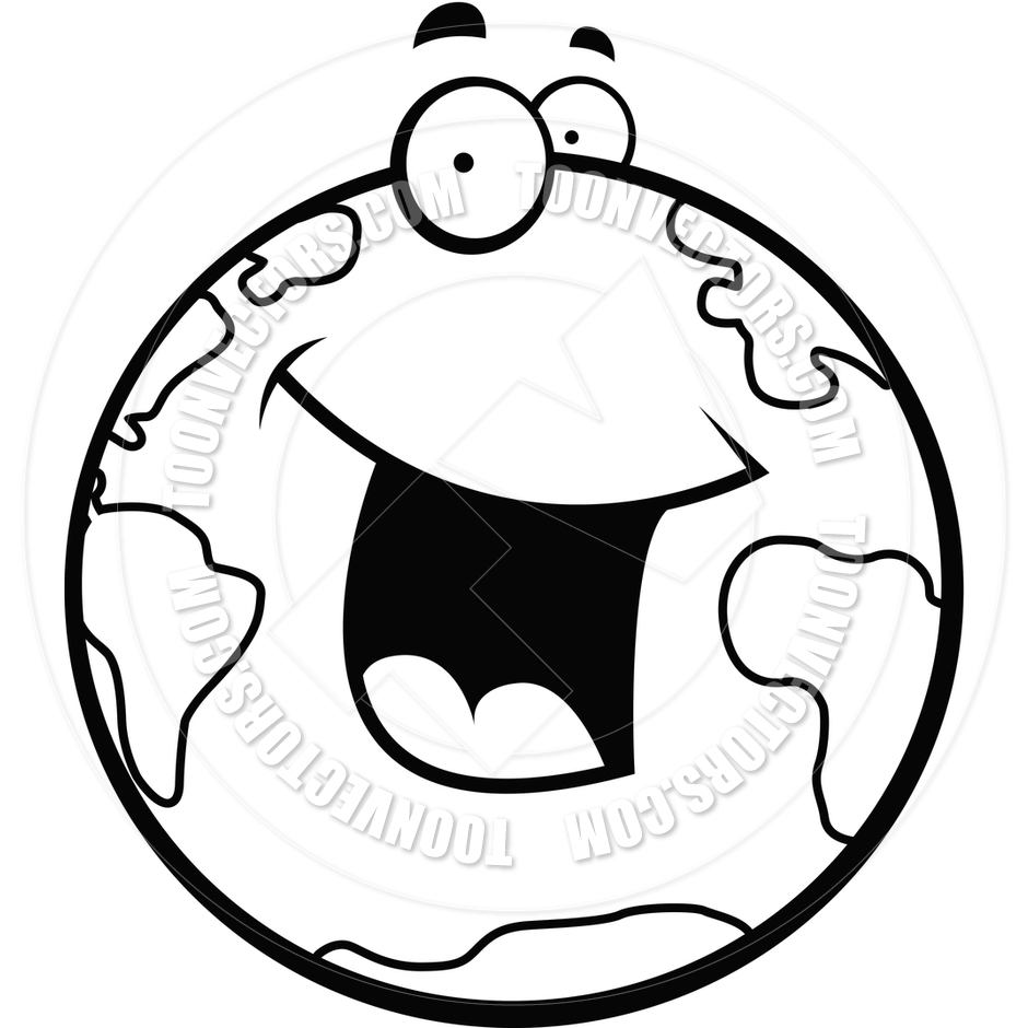 940x940 Earth Smiling (Black And White Line Art) By Cory Thoman Toon